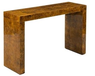 Lacquered Burlwood Console Table