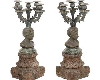 Pair of MaitlandSmith Figural Bust Candelabras