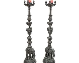 Pair of Tall MaitlandSmith Elephant Candlesticks