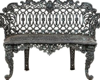  19th C. Rococo Style Cast Iron Garden Bench