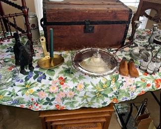 NESTING TABLES, CAST IRON SCOTTIE DOG, ANTIQUE TRUNK AND MORE 