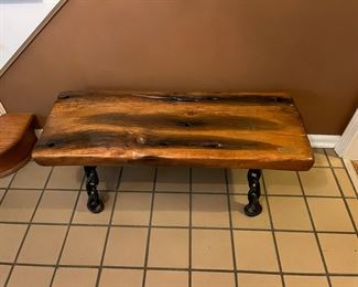 Oak plank made into a bench from the ship wreck of the Milwaukee Belle sunk near beaver island in 1886  