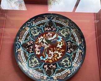 Beautiful framed Cloisonné plate  