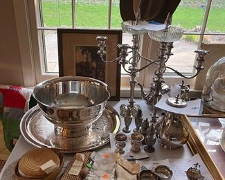 Various silver plate and sterling silver pieces