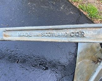 Boat anchor marked made in Scotland CQR 