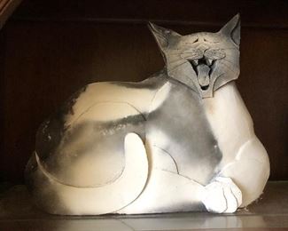 Dewey Studio Raku Cat Sculpture 