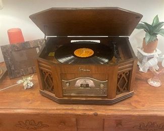Old fashioned radio, record player