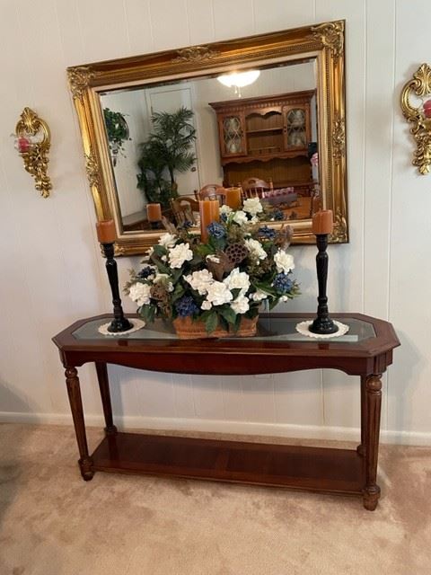 Console Table, Large Mirror