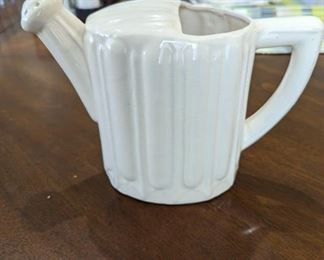 Vintage white watering can pitcher. 