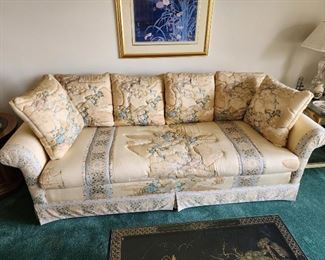 Vintage Asian upholstered sofa