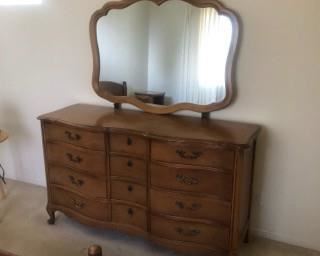 Bed Room set includes headboard, dresser, mirror, and 2 night stands - $300
