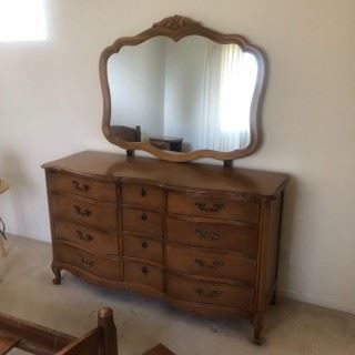 Bed Room set includes headboard, dresser, mirror, and 2 night stands - $300
