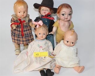 5pc Antique Doll Lot
