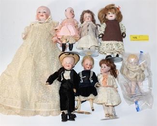 8pc Antique Porcelain Doll Lot
