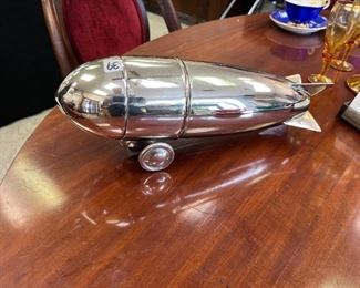 Vintage Art Deco Silver Plated Zeppelin Airship Blimp Cocktail Shaker