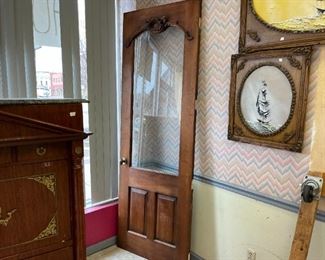 Custom Made Glass Window Door w/Ornate Attachment at top. 93h x 32w 1.75d