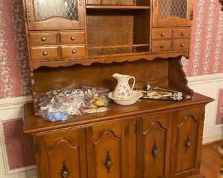 China hutch available for presale $100. The top is detachable. 
Height with top 73”
Height without top 31”
Width 52”
Depth 19”