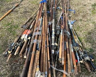 Dozens of fine old rods and reels