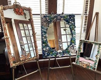 Fine Hand Decorated Wall Mirrors by Local Artist