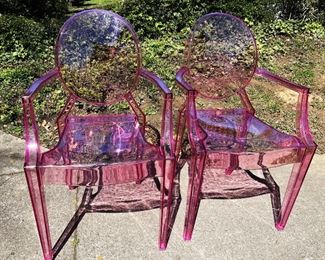 Raspberry Ghost Chairs in the Style of Philippe Starck