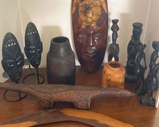 African Themed Artifacts, Mask and Boomerang