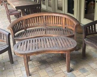 Curved Teak 4Piece Patio Set