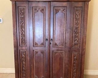 Large Wood Hand Made In Bali Armoire