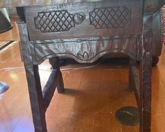 Two Hand Made Indonesian Side Tables With Drawer