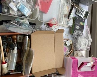 sewing notions, calligraphy supplies, sewing box, ear buds, office supplies