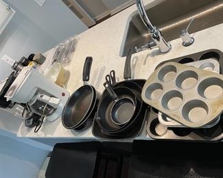 coffee makers, pans, muffin pans, skillets