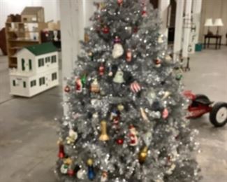 Silver tree originally 300 + all ornaments