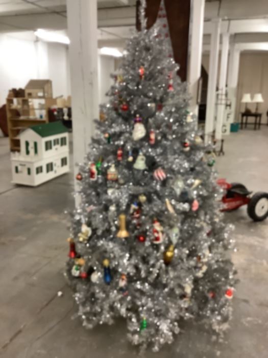 Silver tree originally 300 + all ornaments