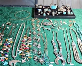 Gold, Diamond Rings, Nice Selection of Navajo Jewelry, Squash Blossom Necklaces, Turquoise, Sterling Southwest Jewelry