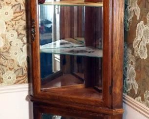 Lighted 2-Door Mirror Backed Corner Cabinet With 5 Shelves, 73.5" x 28.5" x 17"