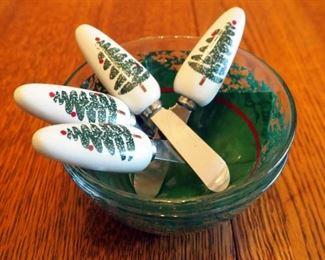 Snowman Figurine, Snowman Platters, Christmas Santa Cake Stand, Blown Glass Lighted Christmas Tree Ornament, And More