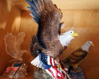 Mini Flag Memorial Display Box, Cast Resin Eagle Statuette, Hand Painted Porcelain Eagle And More