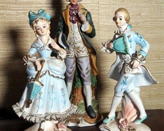 Vintage Tilso Hand painted Porcelain Male Figurine, 53/235, Lady Figurine, 53/235, And Male Figurine