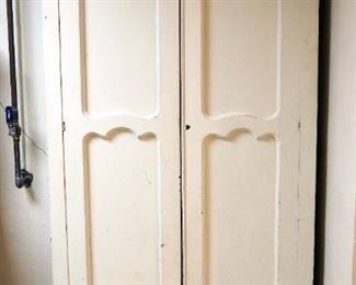 Antique Wardrobe Cabinet With Single Drawer, 77.5" x 39" x 16.5"