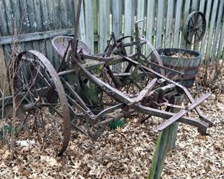 Antique Horse Drawn Field Cultivator With Steel Wheels
