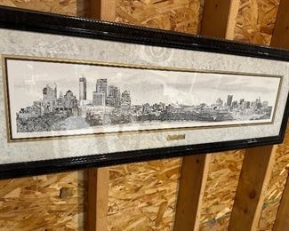 Twin Cities framed etching