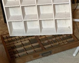 Hamilton typesetter tray, cute white wood cubby