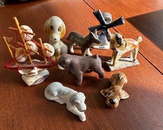 Miniature dog figurines, Delft windmill