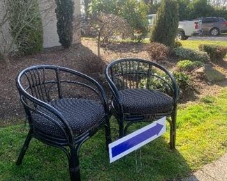 Pair Horseshoe or Barrel,  Bamboo Chairs