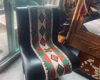 Vintage Z Chair With AtiqueNigerian Beaded runner