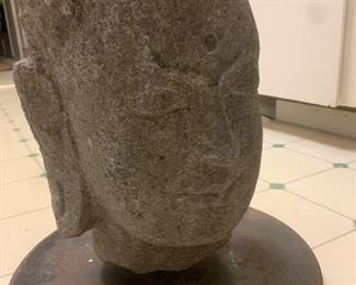Stone Buddha with Iron Pedestal 