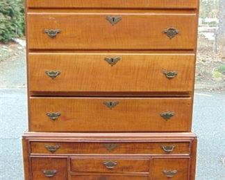 Early Tiger Maple Highboy