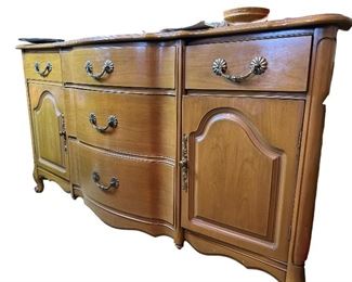 Vintage 1970's French bow front sideboard cabinet