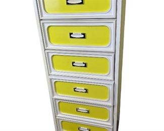 Retro yellow and white 6 drawer dresser (tall)