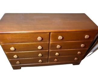 Wooden dresser, wood pulls (one missing)