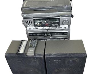 York AM/FM stereo, turntable, cassette payer combo with speakers and remote